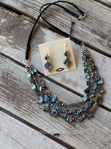 3 Strand Abalone Necklace by Myra Gadson